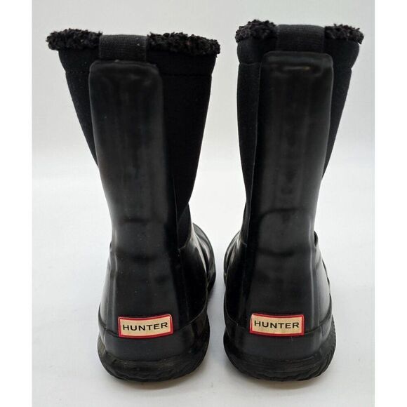 Hunter Black Rubber & Neoprene Rain Boots Kids Size 8.5  Rubber Soles - Picture 2 of 8